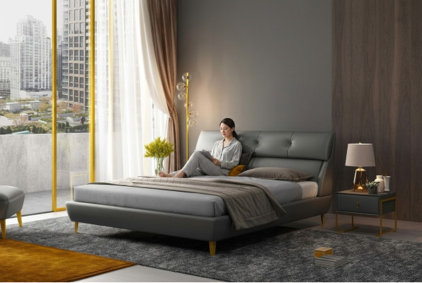 Dormitorio Hotel Camas cama doble Diseño de camas de cuero 180x200cm