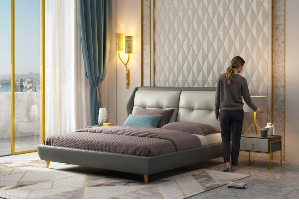 Diseño de cama de cuero de lujo camas tapizadas Muebles dormitorio 180x200