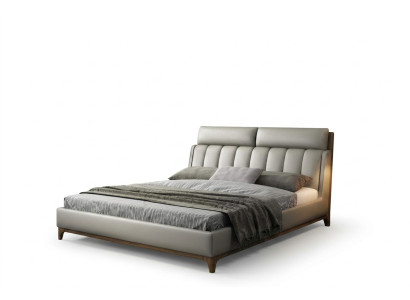 Cama de diseño moderno 180x200 cuero madera camas dobles habitación dormitorio.