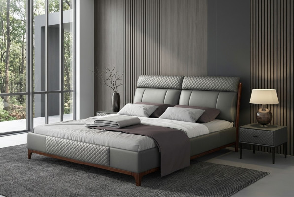 Cama Acolchada Diseño de Lujo 180x200cm Doble Camas de Hotel Matrimonial Habitación de Dormir Cuero