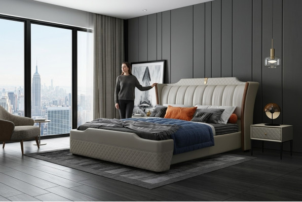 Diseño de camas de estilo italiano, marco moderno para dormitorio.