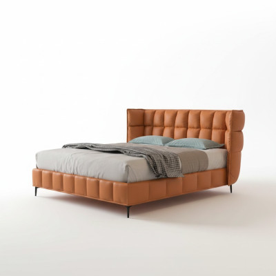Camas acolchadas de diseño de lujo para hoteles de matrimonio de 180x200cm de cuero dobles