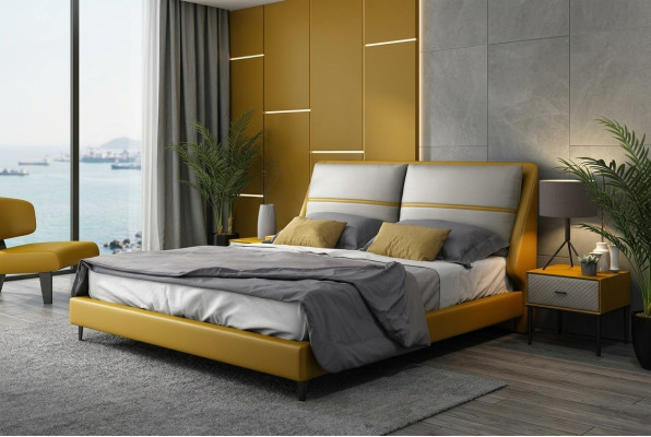 Diseño de cama de lujo para dormitorio de lujo. Camas dobles de hotel de 180x200 cm.