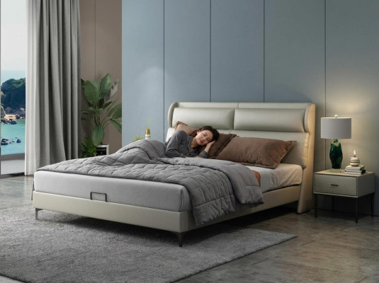 Alta calidad Lujo Doble Cama Camas Acolchado Diseño Matrimonial Hotel Cuero Textil Nuevo