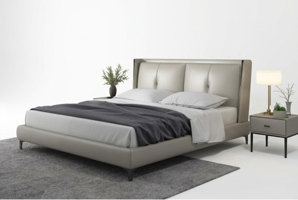 Cama clásica de lujo tapizada de madera para dormitorio doble 180x200