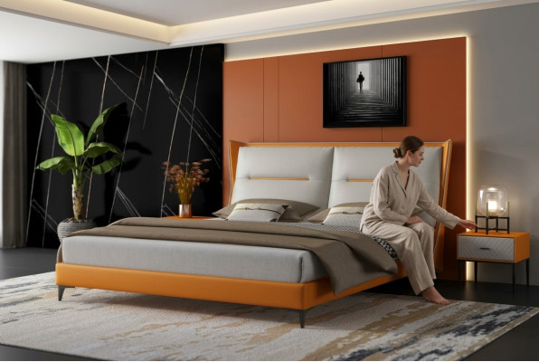 Cama de diseño moderno 180x200 cuero camas de hotel doble habitación dormitorio