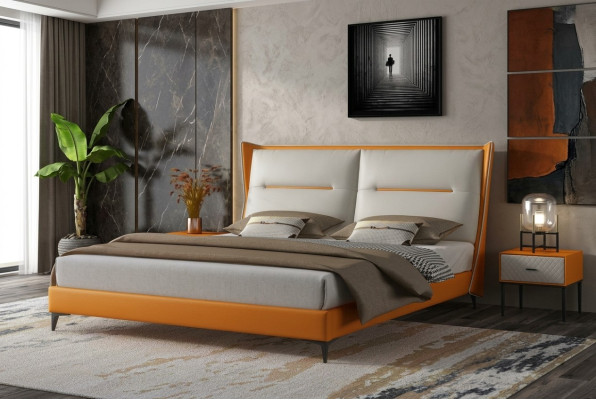 Cama de diseño moderno 180x200 cuero camas de hotel doble habitación dormitorio