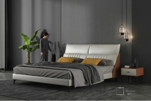 Cama de diseñador Dormitorio Camas Textil Cuero Hotel Lujo Tapizado Terciopelo Blanco Nuevo