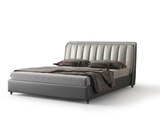 Cama de diseñador Dormitorio Cama textil Cuero Hotel de lujo Acolchado XXL Grande Madera