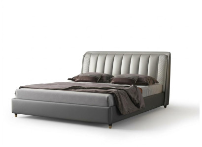 Cama de diseñador Dormitorio Cama textil Cuero Hotel de lujo Acolchado XXL Grande Madera