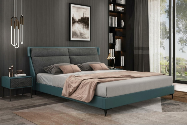 Clásica cama de lujo tapizada en cuero textil de alta calidad cama dormitorio nuevo