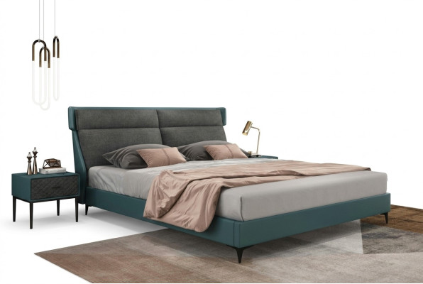 Clásica cama de lujo tapizada en cuero textil de alta calidad cama dormitorio nuevo