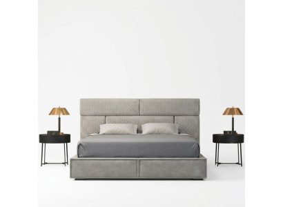 Diseño de cama doble matrimonial moderna para hotel.
