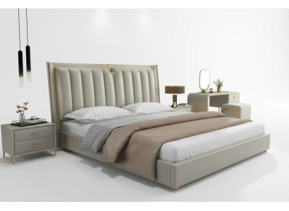 Cama de lujo, cama tapizada de cuero 180x200cm cama doble.