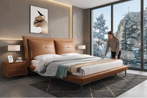 Cama de diseñador dormitorio camas hotel de cuero muebles italianos