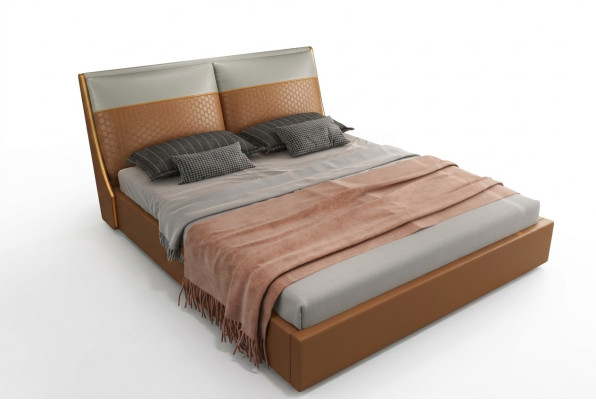 Cama de diseño para dormitorio, camas textiles de cuero de lujo para hoteles en terciopelo.