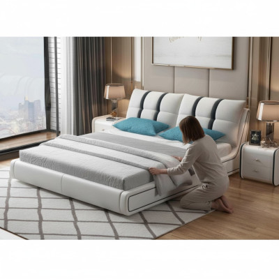 Cama de diseñador Dormitorio Camas Mobiliario Hotel Lujo Tapizado Cuero Muebles
