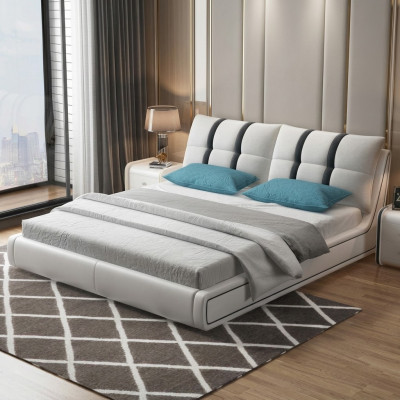 Cama de diseñador Dormitorio Camas Mobiliario Hotel Lujo Tapizado Cuero Muebles