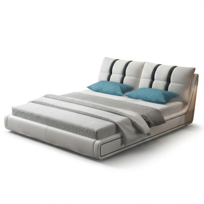 Cama de diseñador Dormitorio Camas Mobiliario Hotel Lujo Tapizado Cuero Muebles