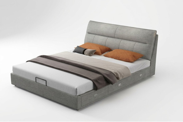 Diseño de cama de cuero moderna para hotel de lujo habitación doble matrimonial.