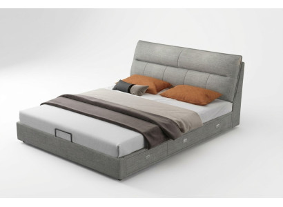 Diseño de cama de cuero moderna para hotel de lujo habitación doble matrimonial.