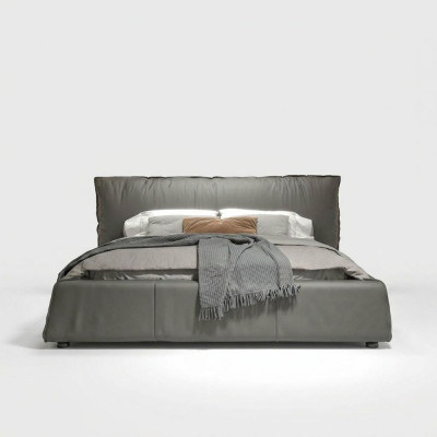 Diseño de cama de cuero doble matrimonial moderna de lujo de hotel.