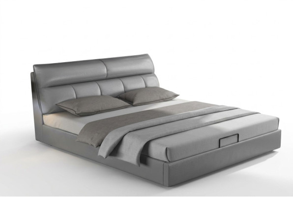Cama de diseñador gris dormitorio camas textil cuero hotel tapicería