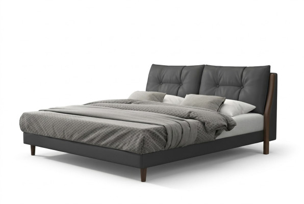 Cama de hotel de lujo, camas de diseño, tapizadas en madera, cuero, dormitorio de 180x200.