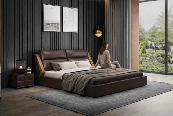 Cama acolchada diseño lujo doble camas hotel matrimonio 180x200 cm dormitorio cuero