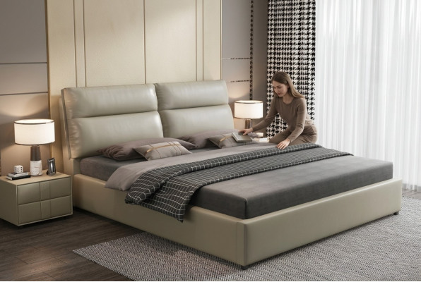 Diseño cama dormitorio textil cuero tapizado. Camas modernas 180x200cm.