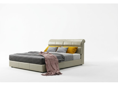 Cama de lujo dormitorio cuero acolchado doble camas diseño de madera 180x200cm Nuevo