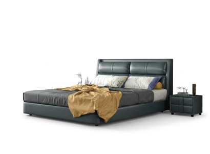 Diseño de cama acolchada de cuero de lujo doble cama de hotel dormitorio matrimonial 180x200 cm.