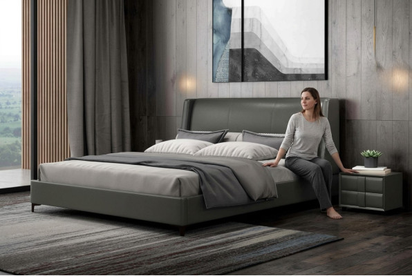 Cama tapizada de diseño de lujo doble hotel cama matrimonial 180x200cm dormitorio de metal