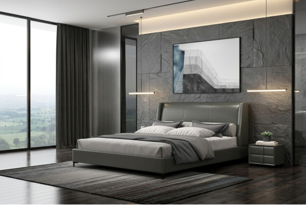 Cama tapizada de diseño de lujo doble hotel cama matrimonial 180x200cm dormitorio de metal