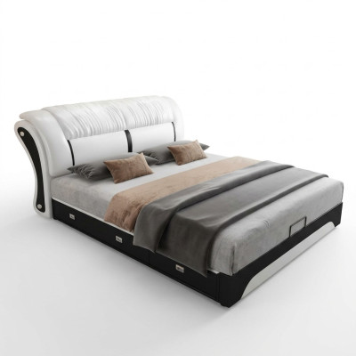 Cama tapizado diseño lujo doble hotel matrimonial dormitorio cuero 180x200cm camas