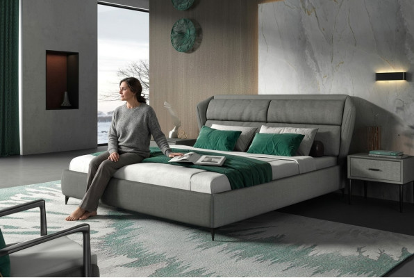 Cama clásica de lujo doble tapizada de diseño de dormitorio cama 180x200 cm