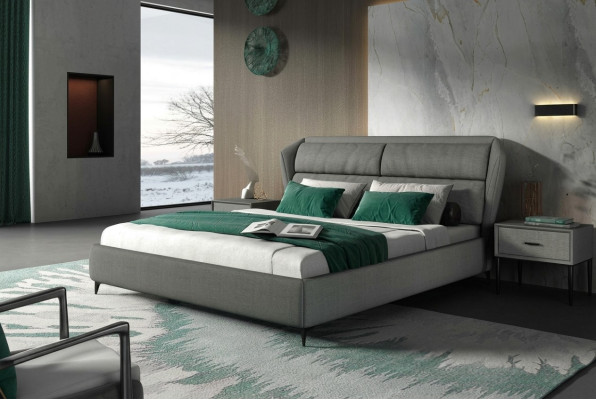 Cama clásica de lujo doble tapizada de diseño de dormitorio cama 180x200 cm