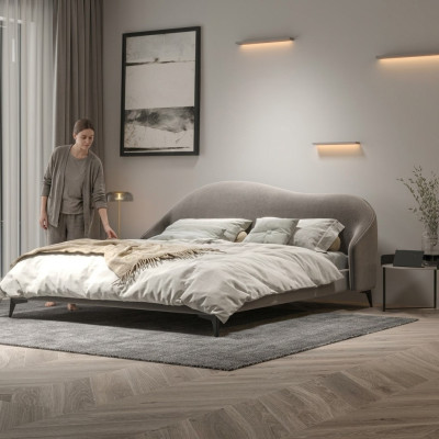 Muebles de dormitorio italiano cama doble tapizada diseño camas