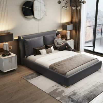 Cama doble Cama matrimonial Diseño de lujo Cama de diseño Textil Camas