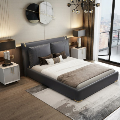 Cama doble Cama matrimonial Diseño de lujo Cama de diseño Textil Camas
