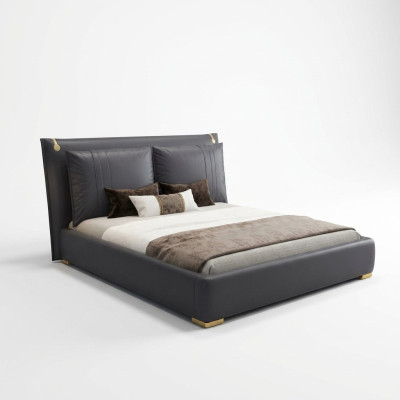 Cama doble Cama matrimonial Diseño de lujo Cama de diseño Textil Camas