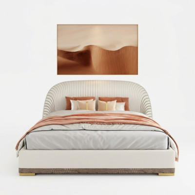 Doble cama de diseñador para hotel de lujo de cuero en dormitorio de 150/180x200cm.