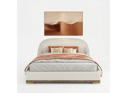 Doble cama de diseñador para hotel de lujo de cuero en dormitorio de 150/180x200cm.