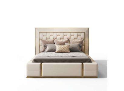 Cama doble de cuero Cama de cuero Camas Cama Cuero Tapizado Dormitorio 180x200cm