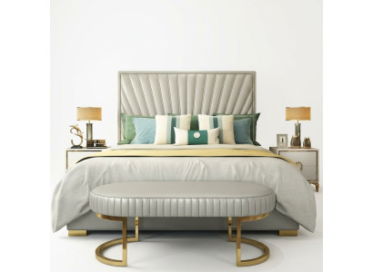 Cama tapizada de diseño de lujo doble para habitación de hotel 180x200 cm