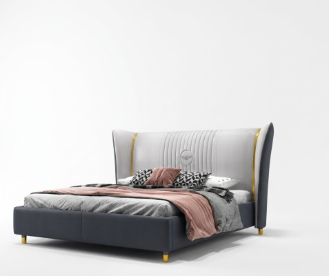 Diseñador cama doble Hotel de lujo Dormitorio 150/180x200cm Cuero