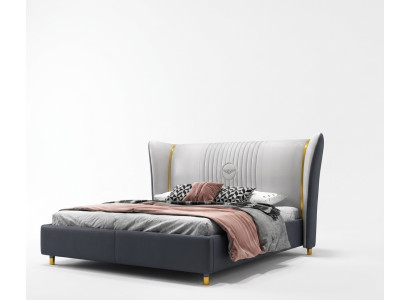 Diseñador cama doble Hotel de lujo Dormitorio 150/180x200cm Cuero