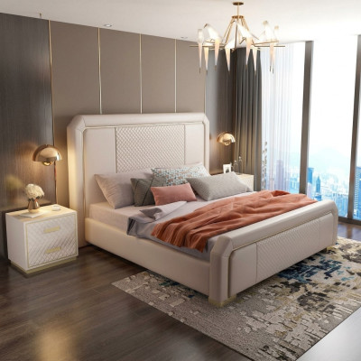 Cama doble de diseñador, cama de hotel de lujo para dormitorio de 180x200 cm.