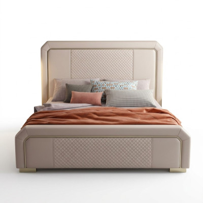 Cama doble de diseñador, cama de hotel de lujo para dormitorio de 180x200 cm.