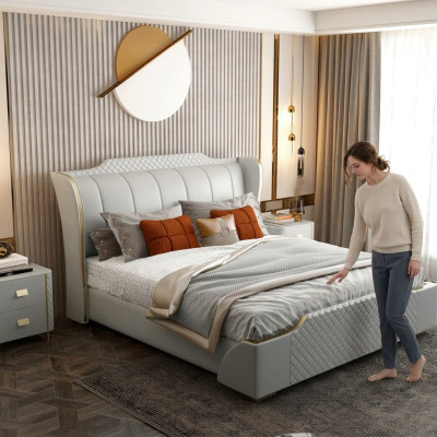 Cama de madera de diseño Mueble elegante Cama doble Dormitorio 180x200cm